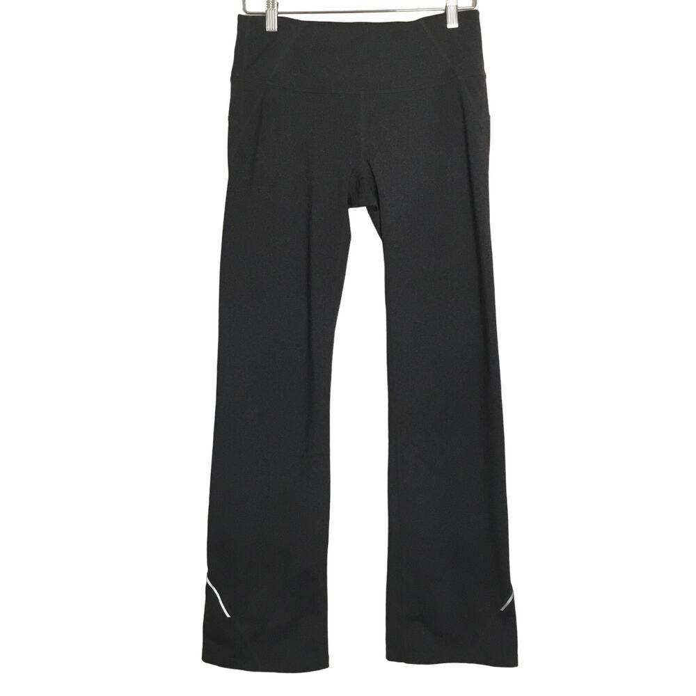 ATHLETA High Rise Yoga Pants Bottom flare Back zipper pocket Gray Sz S